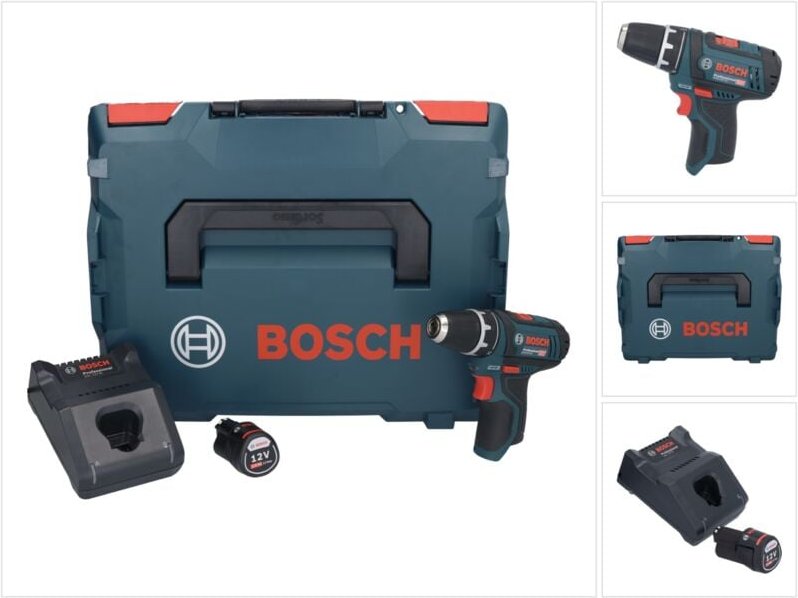 Bosch GSR 12V-15 Professional Akku Bohrschrauber 12 V 30 Nm + 1x Akku 2,0 Ah + Ladegerät + L-Boxx