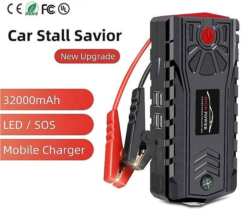 Woosien - 32000 mAh Hochleistungs-Auto-Starthilfe-Powerbank / tragbare 12-V-Lithiumbatterie-Multifunktions-Auto-Starthil...