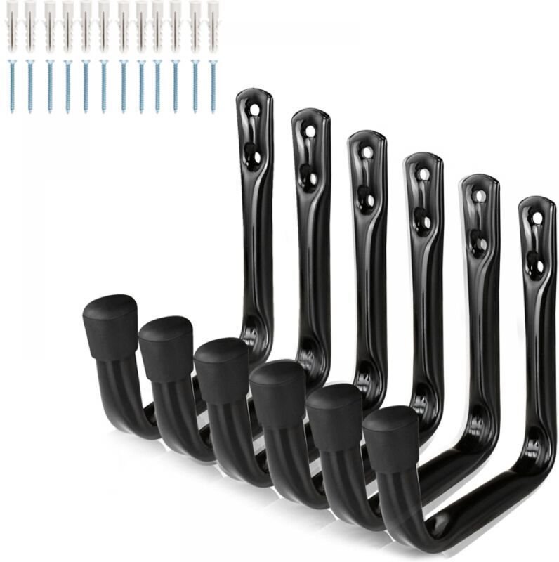 6er-Set robuste Garagenleiterhaken zur Wandmontage – für Fahrräder, Leitern, Klappstühle und sperrige Gegenstände – Schw...