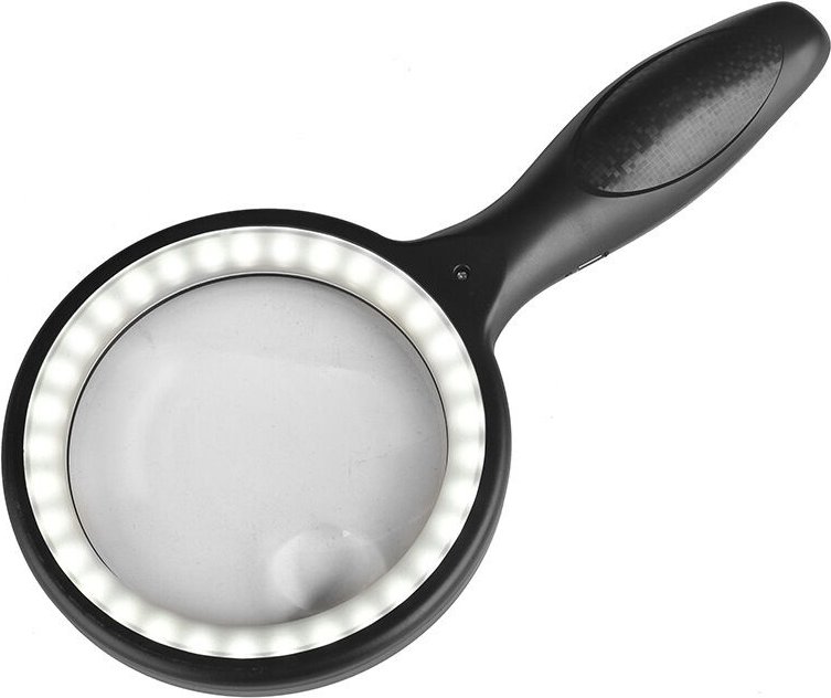 Linghhang - Lupe, Leselupe 30-fach, 60-fach, Lupe mit 33 LED-Leuchten, LED-Lupe, Lupe auf Englisch – Mega-Leselupe, wied...