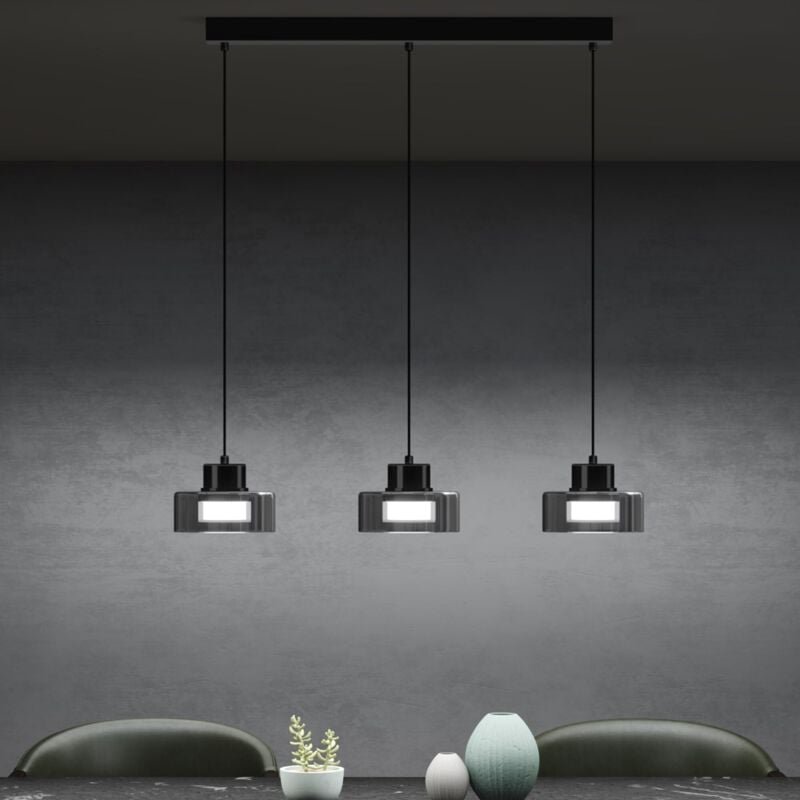 Mai & Mai Pendelleuchte 70cm LED Hängelampe 3 Flammig 3000K/4000K/6000K Verstellbares Kabel Schwarz Hängeleuchte für Ess...