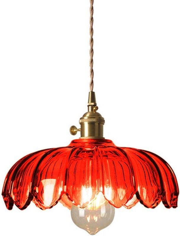 Modern E27 Pendelleuchte Glas Metall Hängelampe Rot Höhenverstellbar Deckenleuchte Esszimmerlampe Ø25CM