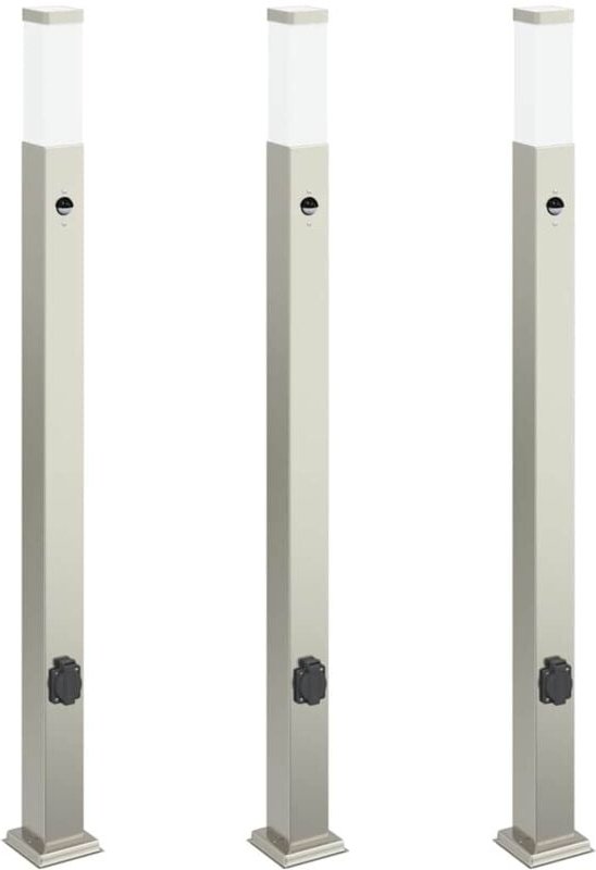 Pollerleuchten mit Sensor&Steckdose 3 Stk. 110 cm Edelstahl IP44 vidaXL