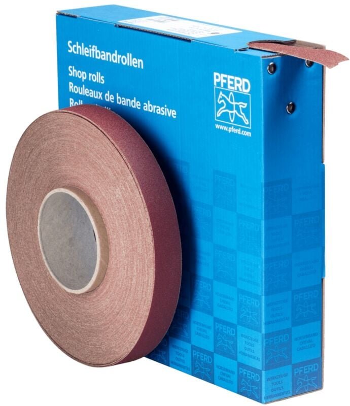 Korund Schleifbandrolle Gewebe sbr Breite 25 mmxLänge 50m A120 für universelle Anwendung - Pferd