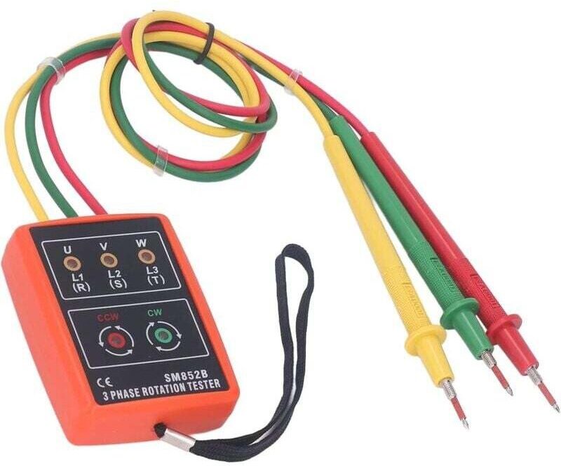 Dreiphasen-Phasenfolgeprüfer SM852B, tragbarer Wechselstrom-Phasenrotationsanzeiger zur Strom- und Spannungserkennung