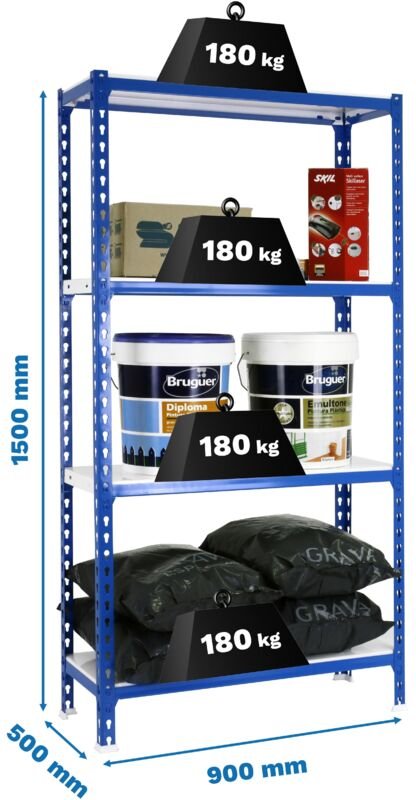 Simonrack SIMONCLICK 4 Ebenen Blau und Weiß Metallregal