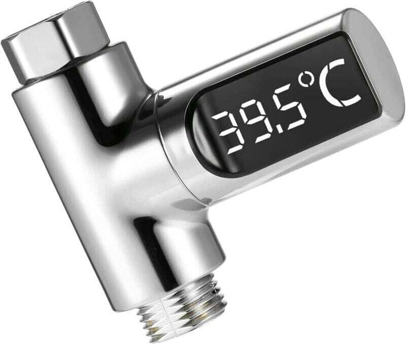 ZVD - Thermomètre de Douche à led, Thermomètre Numérique 5-85 ° c, avec thermomètre Rotatif à 360 °, Compteur d'eau à le...