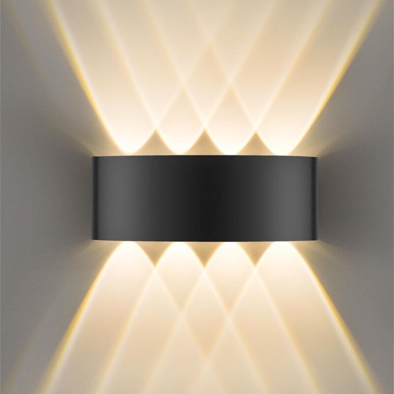 LED Wandleuchte Innen IP65, 8W Wandlampe Up Down mit 8 Lichtquellen, 3000K Warmweiß Außenwandleuchte aus Aluminium, LED ...