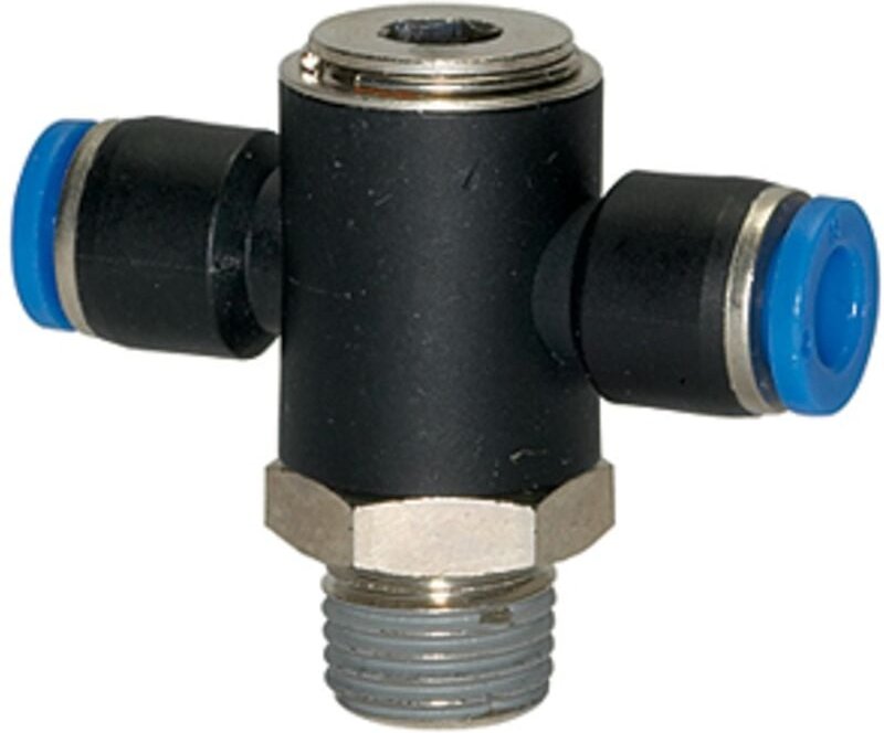 Riegler - T-Steckverschraubung »Blaue Serie«, drehbar, r 1/4 außen, ø 12 mm