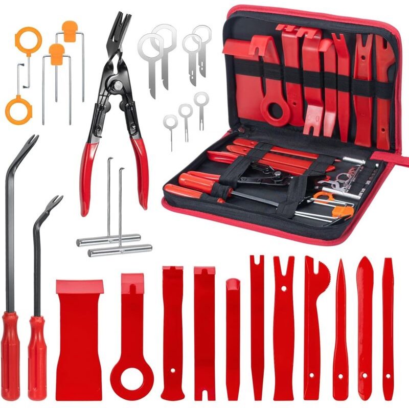 Jalleria - 28-teiliges Werkzeugset für Automechaniker, Autoreinigungsset, Autoabdeckung, Zubehör, Befestigungsclips, Rep...