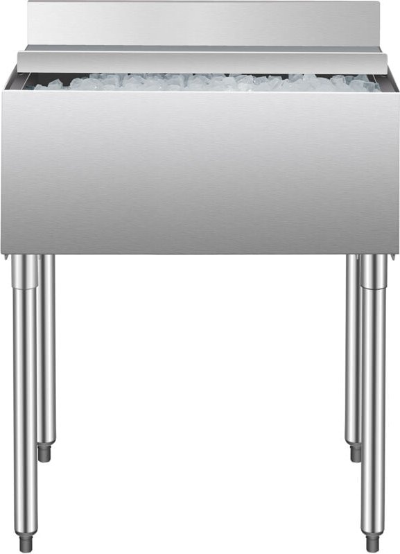 Kommerzieller Eisbehälter 28 l Untertheken-Eisbehälter (761 x 483 x 937 mm) Edelstahl-Eisbox mit Schiebedeckel & verstel...