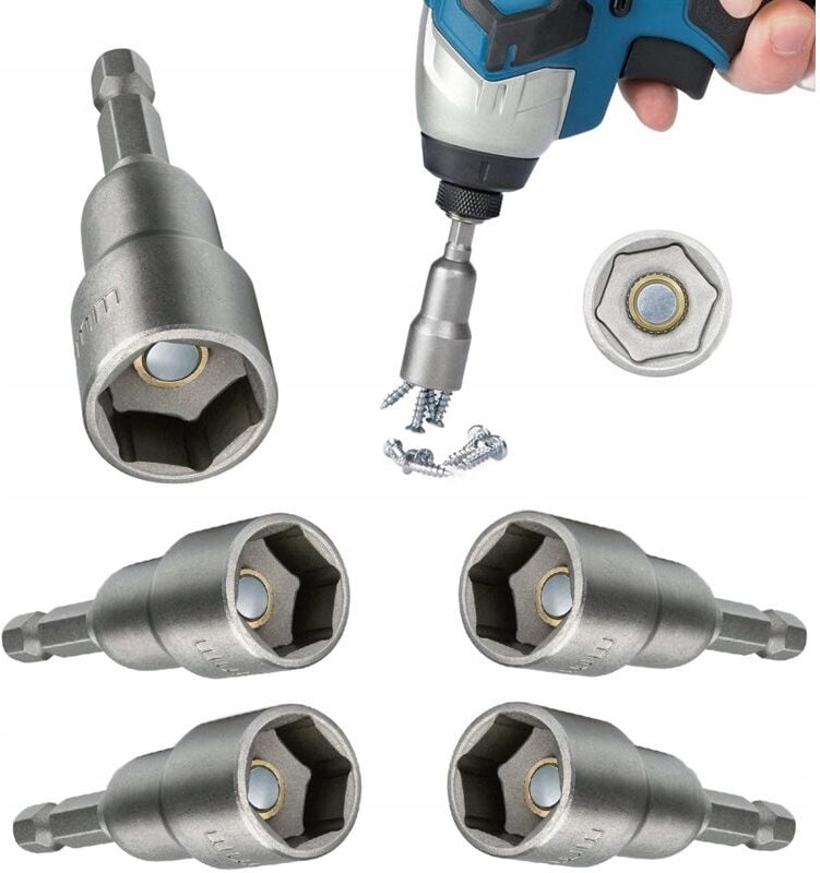 Satz mit 5 Stück 8 mm magnetischen Sechskant-Schraubendreher-Bit-Stecknüssen Farmer