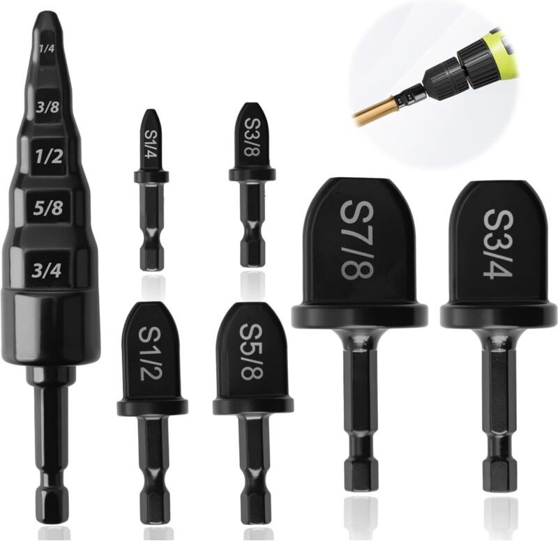7-teiliges Zündbohrwerkzeug-Set für HLK-Kupferrohre, 5-in-1-Reparaturset für Rohraufweitung, Zündbohr-Set für Klimaanlag...