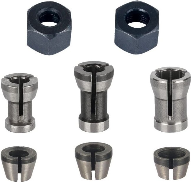 Thumbnail - Fräsfutter – 8er-Set, Bündigfutter-Spannzange (6 mm, 6,35 mm, 8 mm), Oberfräsen-Spannzange, Spannzangenadapter
