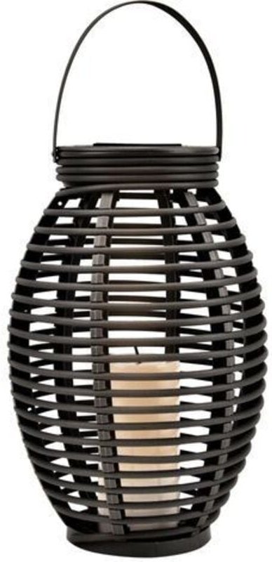 Solarlaterne mit led Kerze & Rattanoptik hängend oder stehend, Höhe 35cm