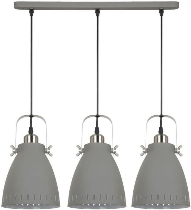 Franklin - Industrie und Retro hängender Anhänger Satin Grey 3 Light mit grauem Farbton, E27 - Italux