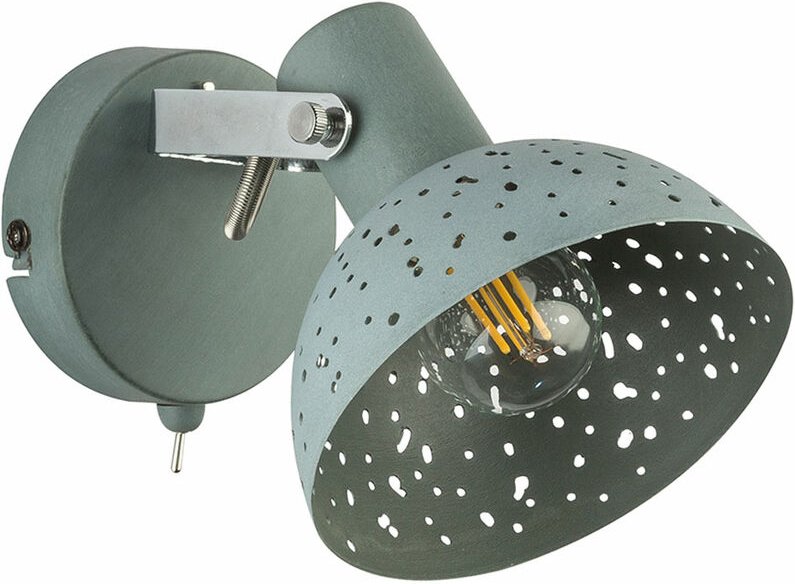 Wandleuchte schwenkbar Flurleuchte Wand Retro Wandlampe Vintage Wohnzimmer, grau antik, Stanzungen, 1x E14, LxBxH 15x12x...