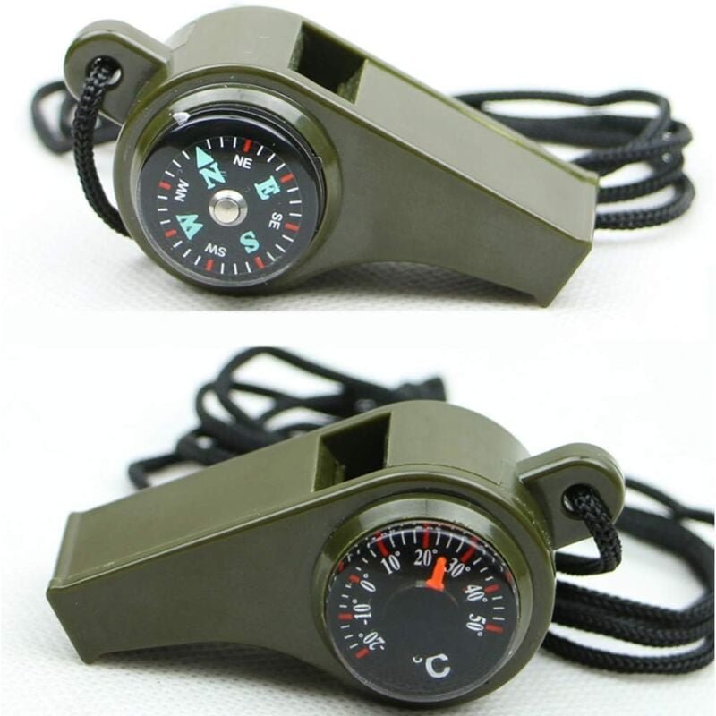 Outdoor Multifunktions-Rettungspfeife, Schiedsrichter-Trainer-Pfeife, Kompass-Thermometer Drei-in-Eins-Pfeife Outdoor-No...
