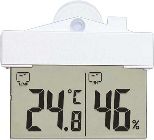 Digitales Thermometer-Hygrometer, transparente Fensteranzeige für Innen- und Außentemperatur, Innen- und Luftfeuchtigkei...