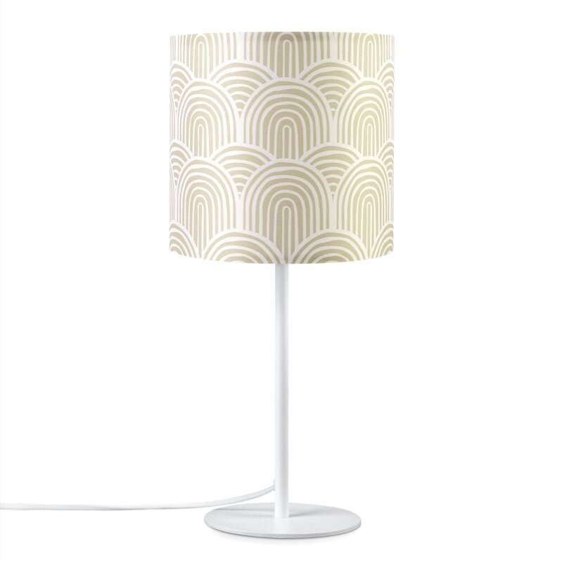 Paco Home Tischlampe Nachttisch Stoffschirm Wandleuchte Wohnzimmer Tischleuchte Vintage Tischleuchte - Weiß, Design 7 (Ø...