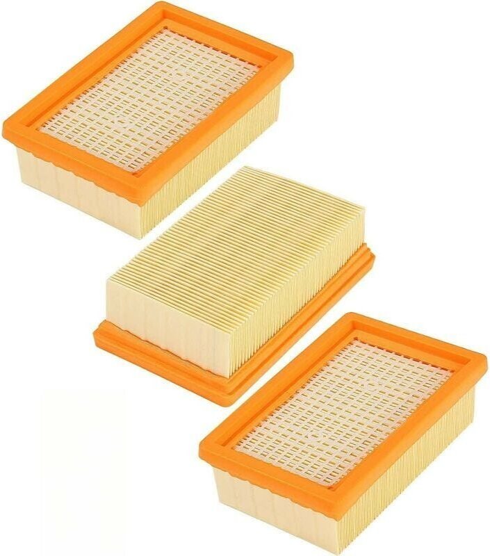 3PCS Filtres Plissés Plats pour aspirateur Kärcher, Filtres Compatibles avec Aspirateur Kärcher WD4, WD5, WD6, MV4, MV5,...