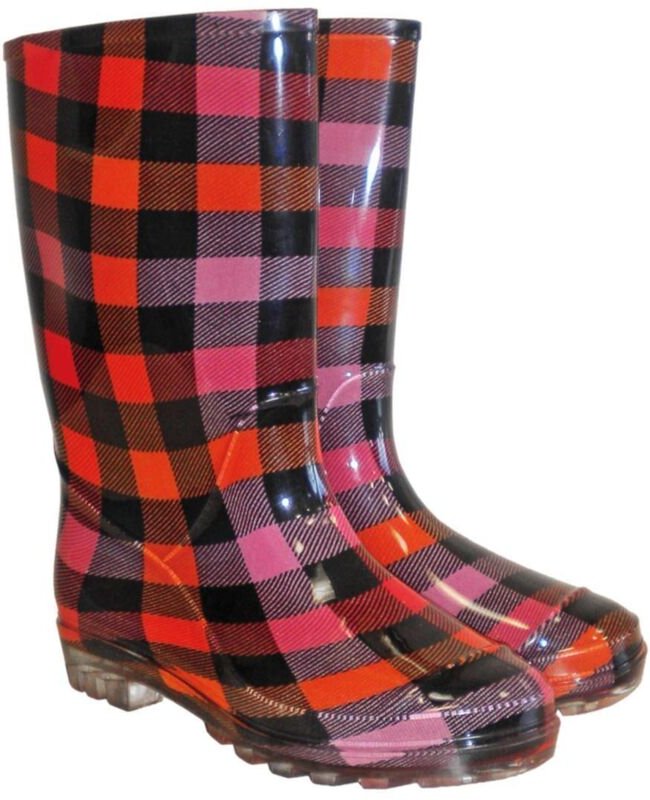 Damen Gummistiefel PVC Karomuster 38