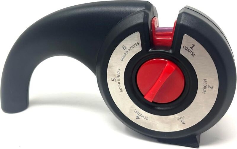 6-in-1 Messerschärfer, 6-stufig verstellbares Schärfwerkzeug, manueller Schärfer für Küchenmesser, Wellenschliffmesser u...