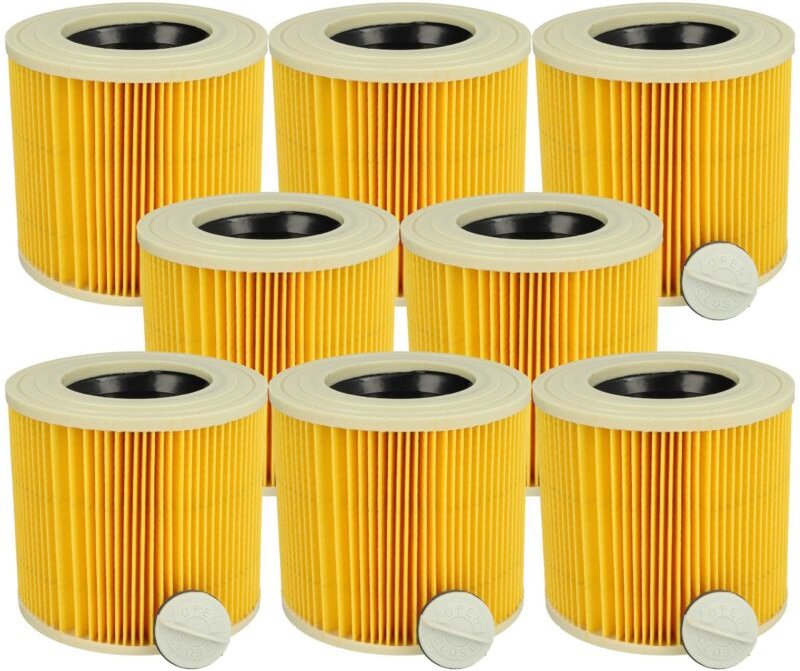 vhbw 8x Faltenfilter kompatibel mit Kärcher WD 2 Home, WD 2 Plus V-12, WD 2 Plus V-12/4/18/C Staubsauger - Patronenfilte...