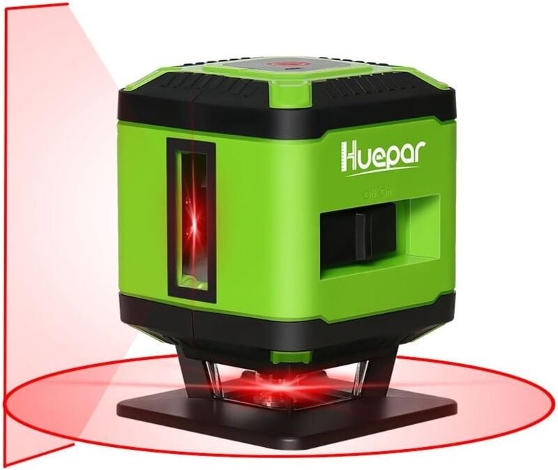 Huepar FL360R 1 x 360 Niveau Laser au sol pour Carrelage Pose, Laser à Croix Rouge Auto-nivellement Commutable Ligne Hor...