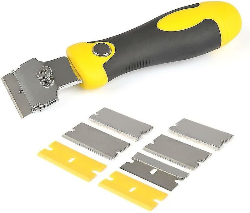 Verstellbarer Schaber zum Entfernen von Carellage-Kleber mit 8 Ersatzklingen aus Metall + Mikrofaser