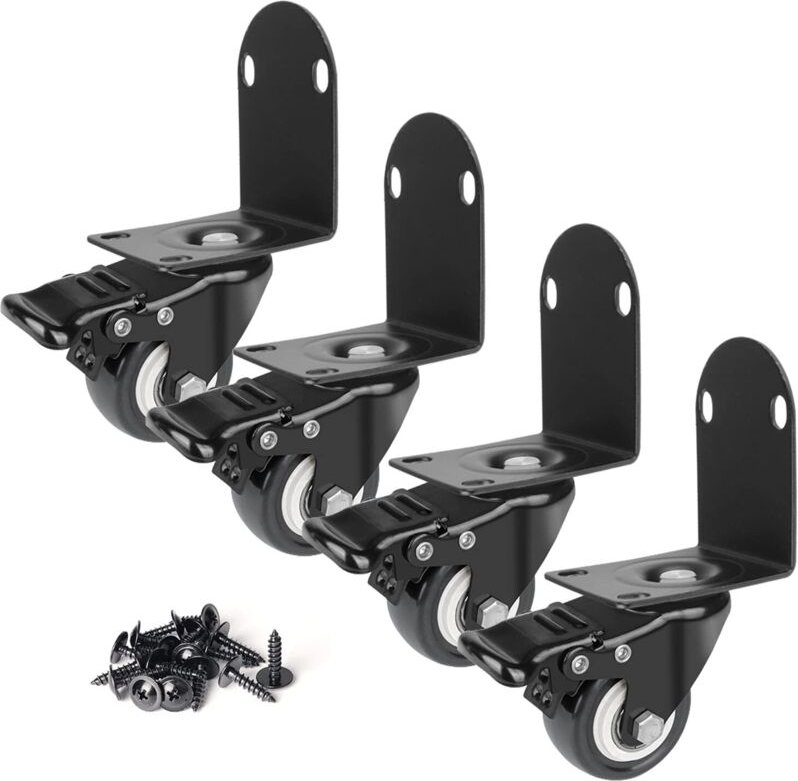 4 geräuscharme 5-cm-Lenkrollen mit Bremse – Robuste Industrierollen mit Metallseitenplatte – Langlebige Räder für Transp...