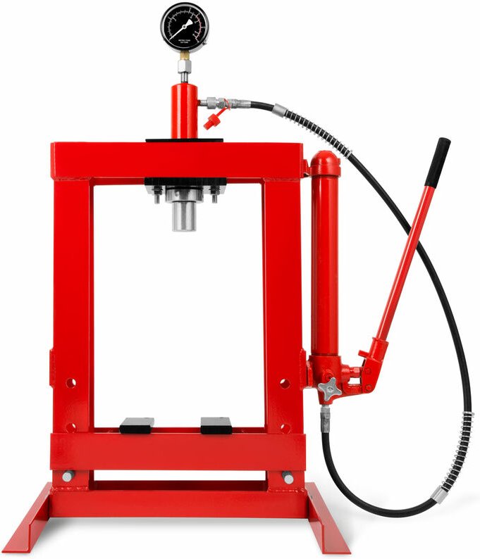 EBERTH Hydraulikpresse Werkstattpresse 10T Presse hydraulisch mit Manometer, Tischpresse, Arbeitshöhe 375 mm, Arbeitsbre...