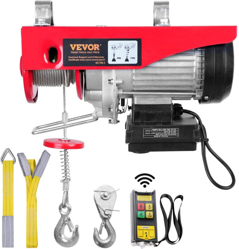 Vevor elektrische Seilwinde 400kg bis 800kg Hubhöhe 12m Seilzug Motorwinde 1450W Kupfermotor Flaschenzug 10m/min Hubgesc...