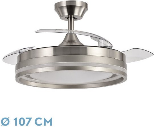Abrila -Ventilator DC CERRATO -Ventilator - Farbe Nickel mit drei ausfahrbaren Flügeln mit 6 einstellbaren Geschwindigke...