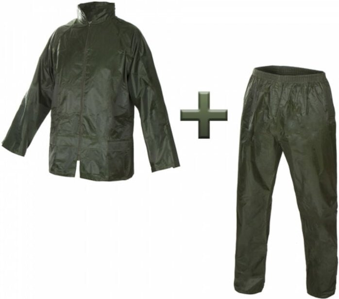2-tlg. Regenanzug aus Nylon in Grün L