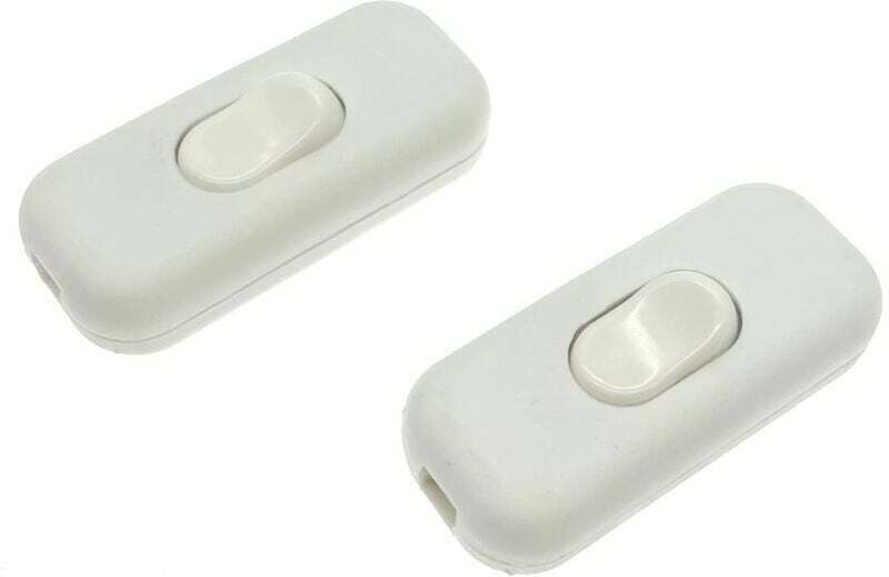 ZVD-2x Doppelpoliger Inline-Schnurschalter, maximal 6 A, weiß, doppelpoliger isolierender Inline-Schalter, akzeptiert 1–...