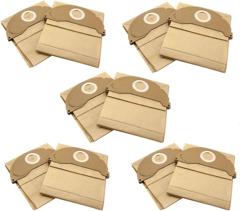 10x Staubsaugerbeutel Ersatz für Kärcher 6.904-322, 6.904-322.0 für Staubsauger - Papier, braun - Vhbw