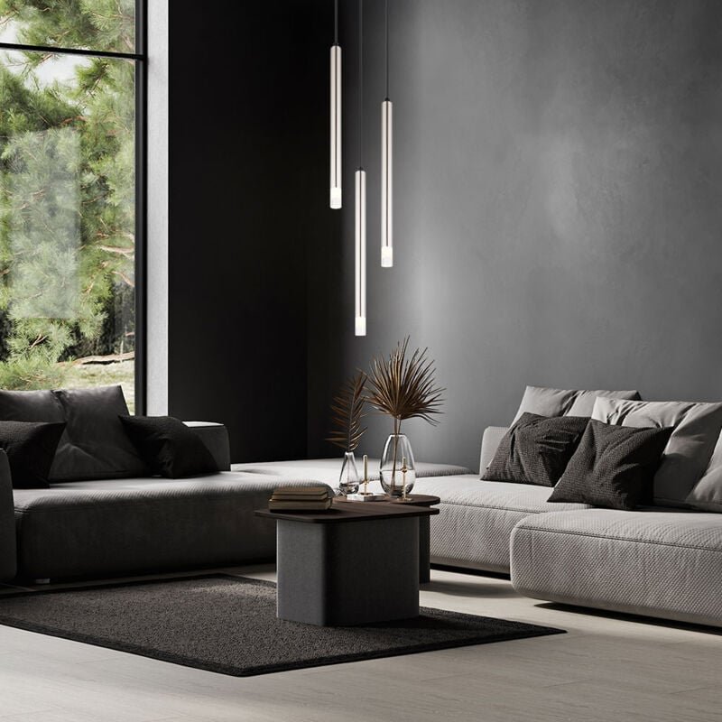 Hängeleuchte Hängelampe Esstischlampe silber 3 flammig Wohnzimmerlampe H 120 cm