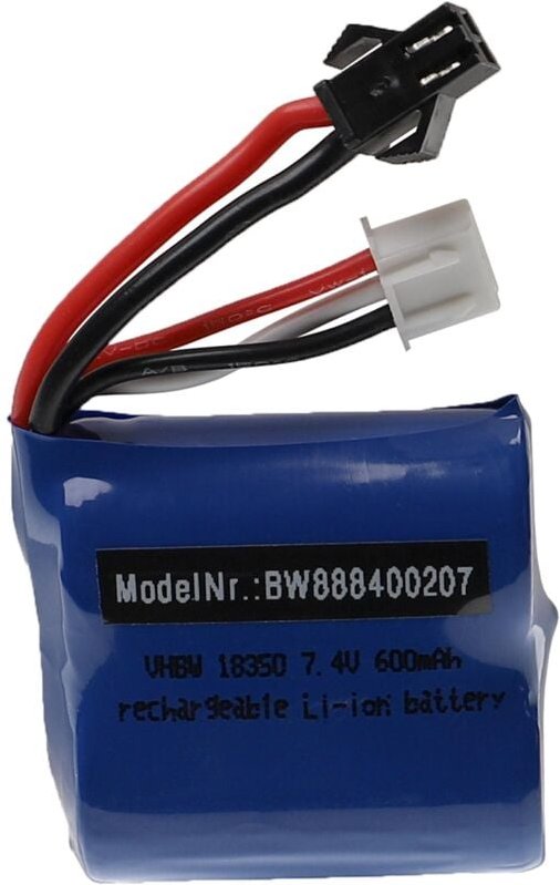 Vhbw - Akku für Modellbau z.B. Racing Car, Helikopter, Flugzeug (600mAh, 7,4V, Li-Ion, 40 x 38 x 21 mm, SM-2P)
