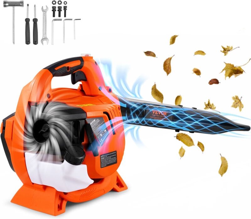 26CC 2-Takt-Benzin-Laubbläser, handgeführter 2-in-1-Bläser, 425 cfm Luftvolumen, 156 mph Geschwindigkeit, Rasenpflege, L...