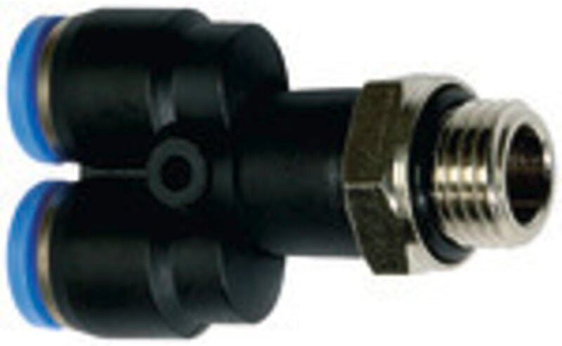 Riegler Y-Steckverschraubung »Blaue Serie«, drehbar, G 3/8 außen, Ø 6 mm