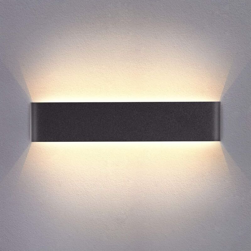 Tonchean - Schwarze LED-Wandleuchte für den Innenbereich, 31 cm, warmweiß, 20 w, 3000 k, modern, für Schlafzimmer, Wohnz...