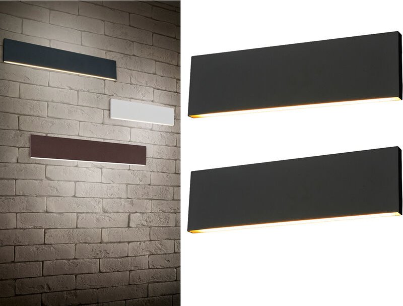 Thumbnail - 2er Set Flache LED Wandleuchten Up & Down Anthrazit 3 Stufen Dimmer, Breite 28cm