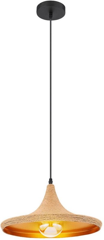 Pendellampe Hängeleuchte Wohnzimmerlampe Esszimmerleuchte Deckenlampe Küchenleuchte, Metall Textil braun gold schwarz, E...