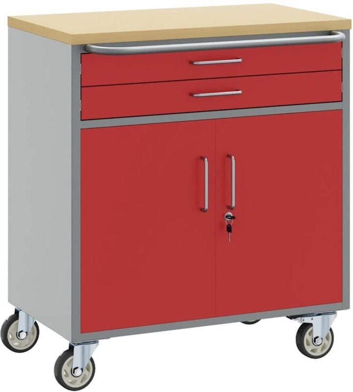 Vidaxl - Werkzeugschrank mit Rollen Abschließbar Rot 75x45x85 cm Stahl 163216