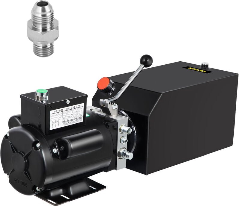 14L Hydraulikpumpe, 220V Hydraulikaggregat, 25,2 kg Elektrische hydraulikpumpe, mit Tank aus Metall Eisen schwarz, hochw...