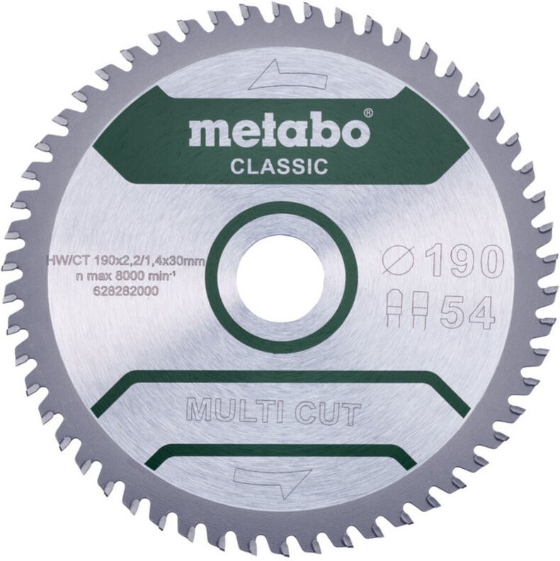 Metabo - Sägeblatt 'multi cut - classic', 190x2,2/1,4x30 Z54 fz/tz 5° /b (628663000)