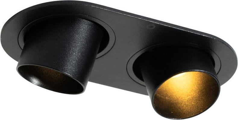 Runde Einbauleuchte schwarz GU10 35mm schwenkbar 2-flammig - Installa