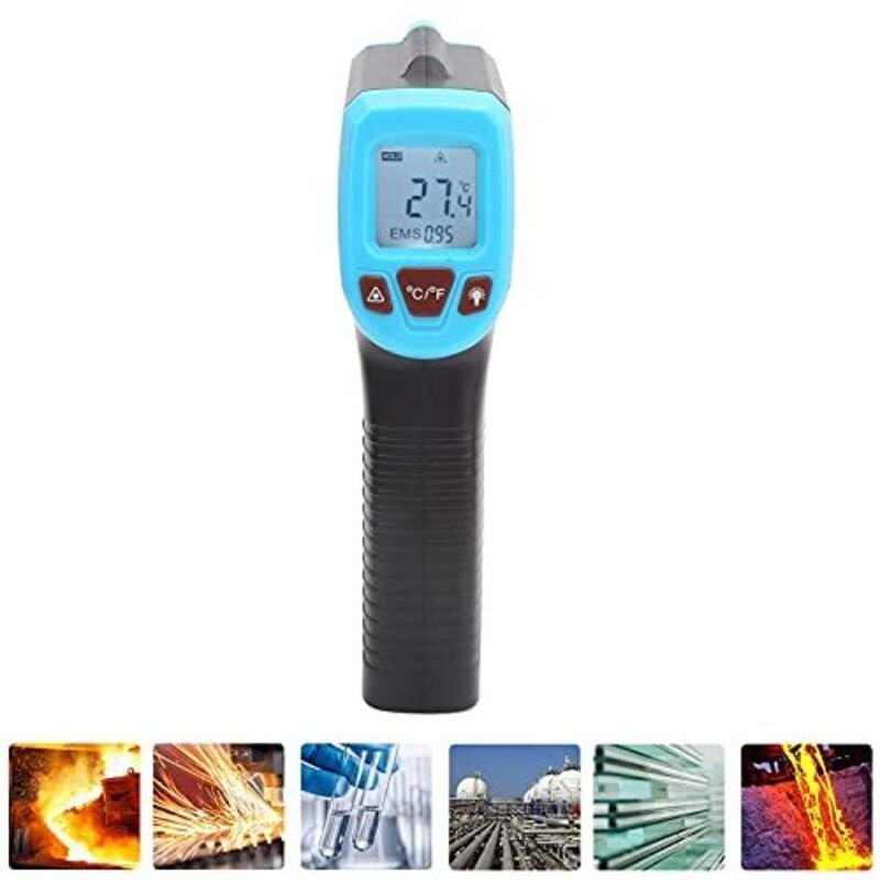 Infrarot-Temperaturmesspistole LCD-Anzeige Industriethermometer Pistolenloses Thermometer (Blau)