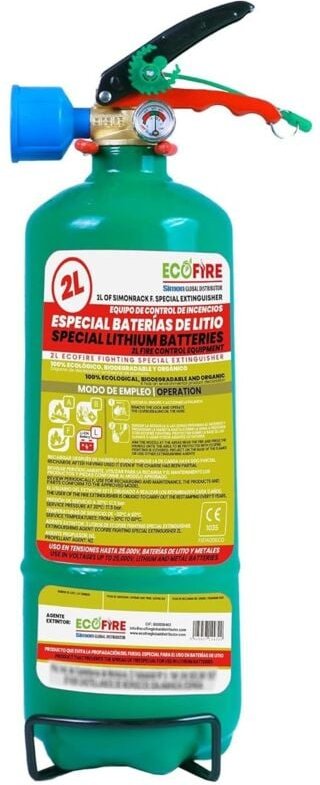 Thumbnail - Umweltfreundlicher ECOFIRE-Feuerlöscher für Lithiumbatterien (Brände der Klassen abfl) – Halterung inklusive